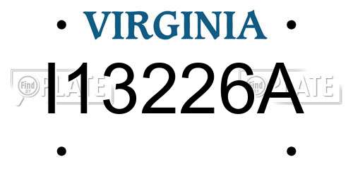 I13226A Virginia License Plate