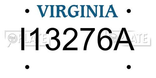 I13276A Virginia License Plate