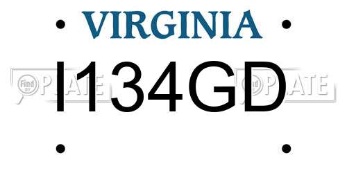 I134GD Virginia License Plate