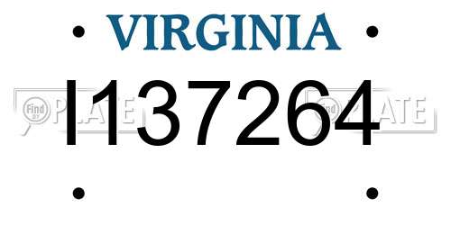 I137264 Virginia License Plate