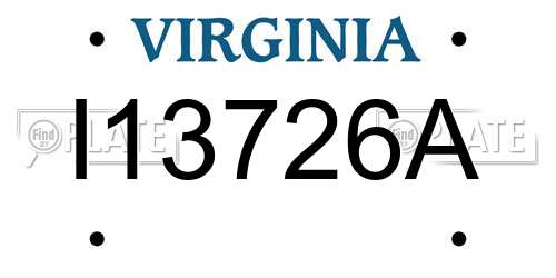 I13726A Virginia License Plate