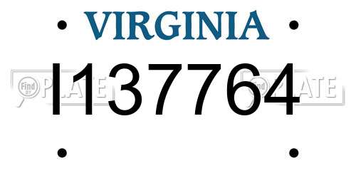 I137764 Virginia License Plate