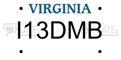 I13DMB Virginia License Plate