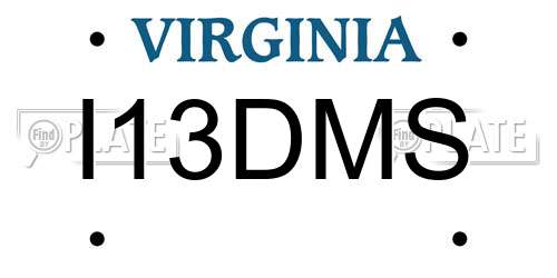 I13DMS Virginia License Plate