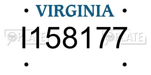 I158177 Virginia License Plate