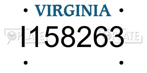 I158263 Virginia License Plate