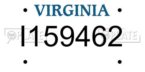 I159462 Virginia License Plate