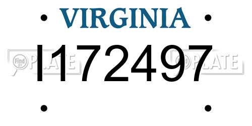 I172497 Virginia License Plate