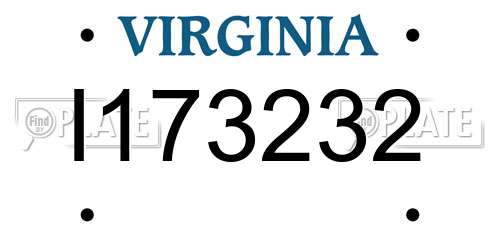 I173232 Virginia License Plate