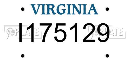 I175129 Virginia License Plate