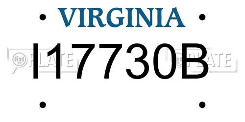 I17730B Virginia License Plate