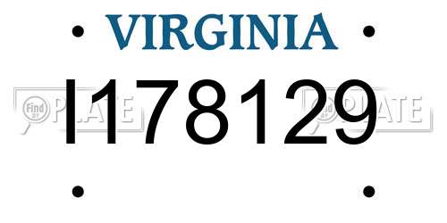 I178129 Virginia License Plate