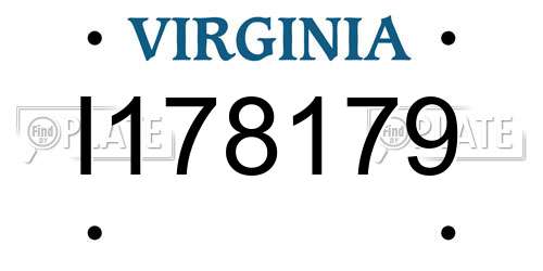 I178179 Virginia License Plate