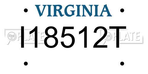 I18512T Virginia License Plate