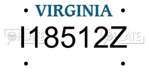 I18512Z Virginia License Plate