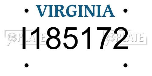 I185172 Virginia License Plate