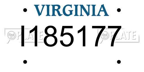 I185177 Virginia License Plate