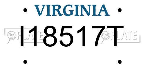 I18517T Virginia License Plate