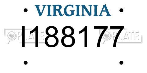 I188177 Virginia License Plate