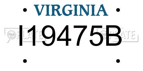 I19475B Virginia License Plate