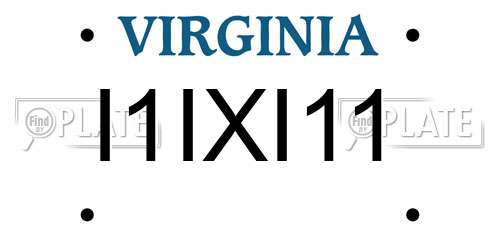 I1IXI11 Virginia License Plate