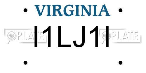 I1LJ1I Virginia License Plate
