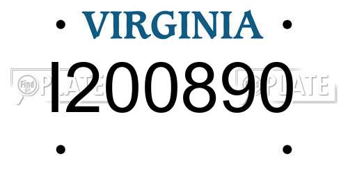 I200890 Virginia License Plate