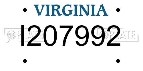 I207992 Virginia License Plate
