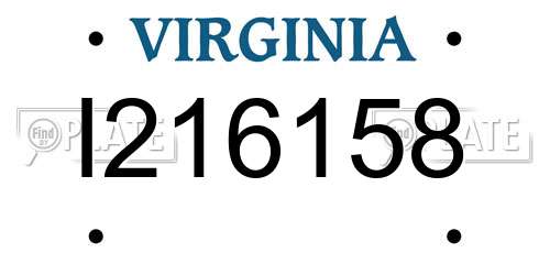 I216158 Virginia License Plate
