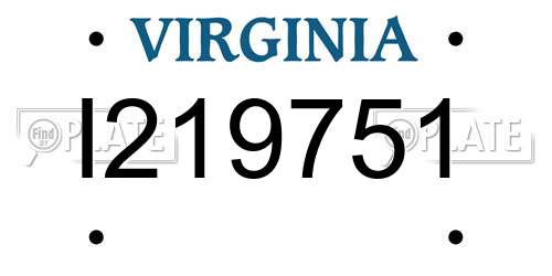 I219751 Virginia License Plate