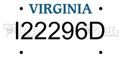 I22296D Virginia License Plate