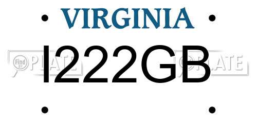 I222GB Virginia License Plate