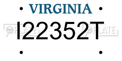 I22352T Virginia License Plate