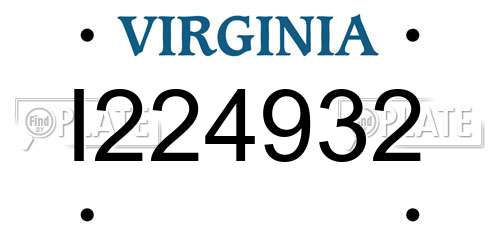 I224932 Virginia License Plate