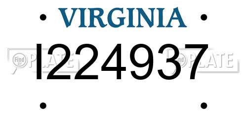 I224937 Virginia License Plate