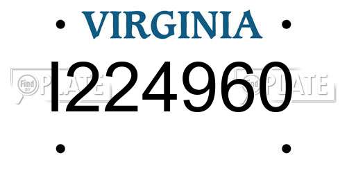 I224960 Virginia License Plate