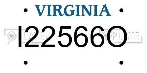 I22566O Virginia License Plate