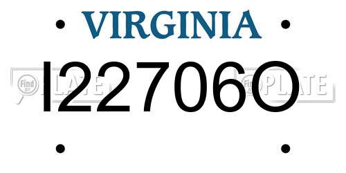 I22706O Virginia License Plate