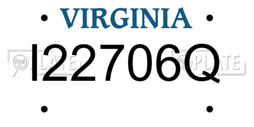 I22706Q Virginia License Plate