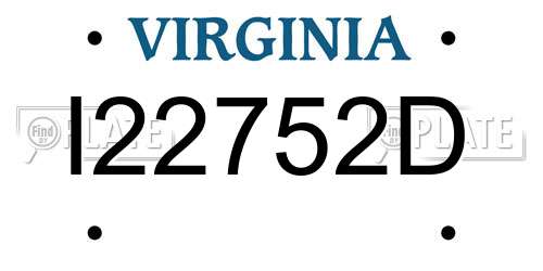 I22752D Virginia License Plate