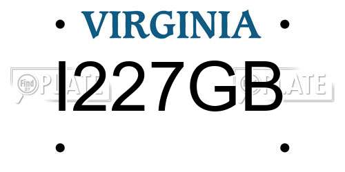 I227GB Virginia License Plate