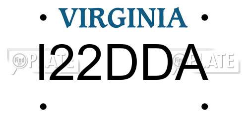 I22DDA Virginia License Plate