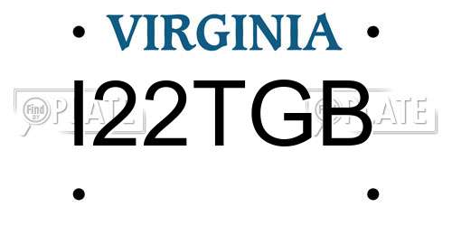 I22TGB Virginia License Plate