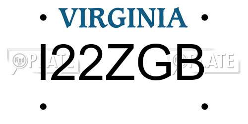 I22ZGB Virginia License Plate