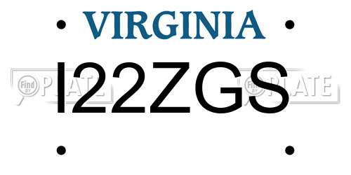 I22ZGS Virginia License Plate