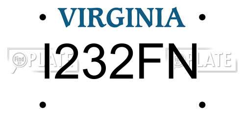I232FN Virginia License Plate