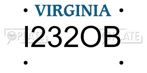 I232OB Virginia License Plate