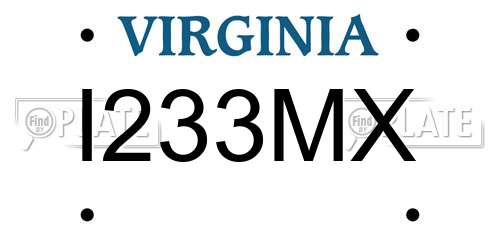I233MX Virginia License Plate