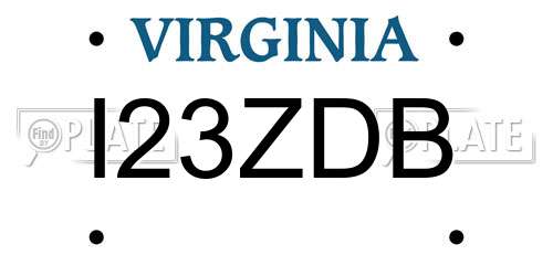 I23ZDB Virginia License Plate