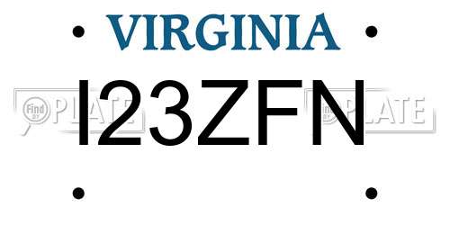 I23ZFN Virginia License Plate